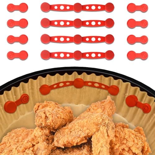 CITYBAN 12PCS Air Fryer Magnets For Parchment Paper，Air Fryer Magnets Silicone Buckle for Holding Down Lock Liners (Red))