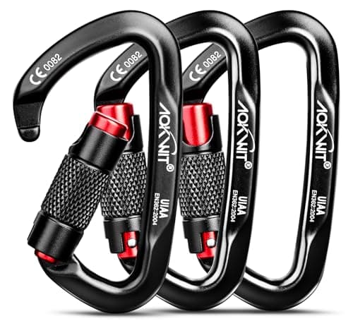 25KN Auto Locking Carabiner Clip Twist Lock UIAA Certified Large Climbing Carabiner Heavy Duty Carabiner for Rock Tree Climbing Rappelling Mountaineering Caving Rescue Arborist Aerial Yoga (25KN 3PCS)