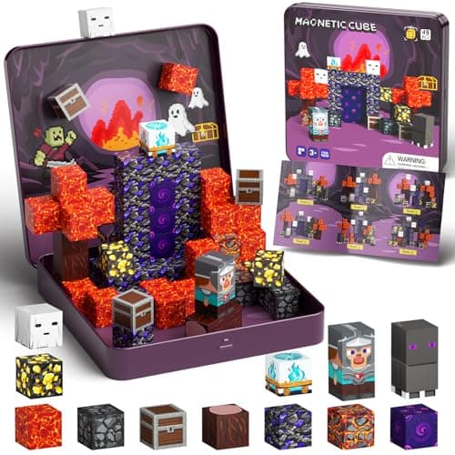 WMXDU Magnetic Blocks with Metal Box, 49pcs Mini Building Cubes Travel Toy