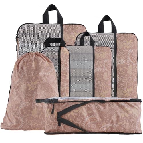 U+U 6 Set Compression Packing Cubes, Travel Organizers (Paisley Pattern)