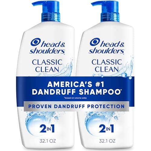 Head & Shoulders Classic Clean 2-in-1 Anti-Dandruff Shampoo and Conditioner Twin Pack, 72-Hour Protection, 1% Pyrithione Zinc, 32.1 fl oz Each