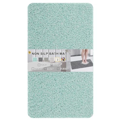 Non Slip Bathtub Mat, Anti Slip Bath Mat 0.6" Extra Thick, Quick Dry Bath Tub Anti Slip Shower Mat, Loofah Non-Slip Bath Mat for Tub Bathroom Pool Kitchen Entryway Home Hotel(Blue 16x27)