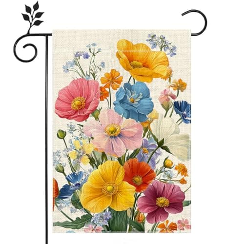 Spring Summer Colorful Floral Garden Flag for Outside 12x18 Inch Double Sided Flower Yard Outdoor Flag