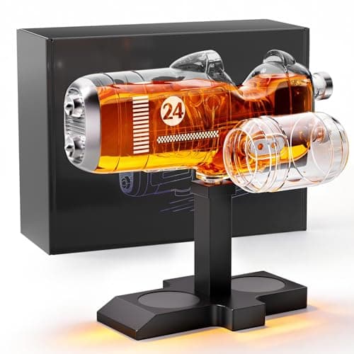 Whiskey Decanter Set, Gifts for Men, Handcrafted Airplane Shaped Liquor Dispenser with 2 Magnetic Glasses, Anniversary, Birthday Present for Husband, Dad, Him, Unique Home Bar Accessories