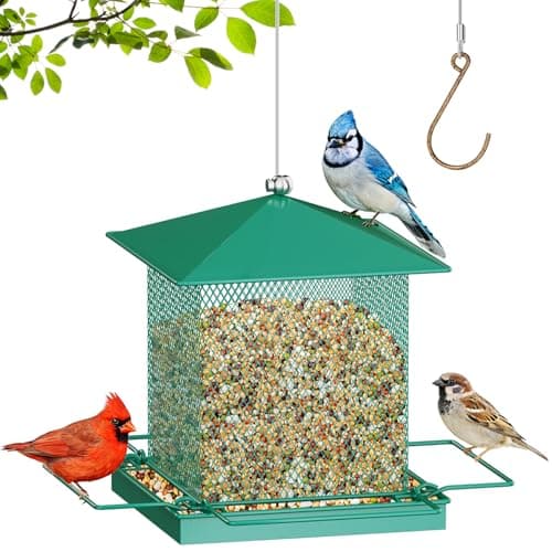 HOSUN 100% Metal Hanging Wild Bird Feeder, Bird Watching Gift