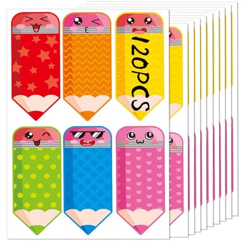 FEBSNOW Pencils Name Tag, 120Pcs Back to School Name Labels Sticker Self Adhesive Classroom Desk Name Tags Decals for Teacher Students Desk Wall Bulletin Board Pencil Cutouts Nameplate Decorations