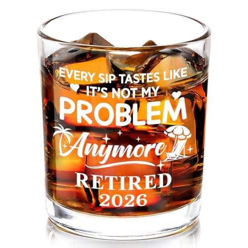 Futtumy Retirement Gifts for Men, Funny Retired Whiskey Glass for Men Coworker Husband Friend Colleague Dad Grandpa, Farewell Goodbye Gifts - Not My Problem Anymore Retired 2026 Old Fashioned Glass
