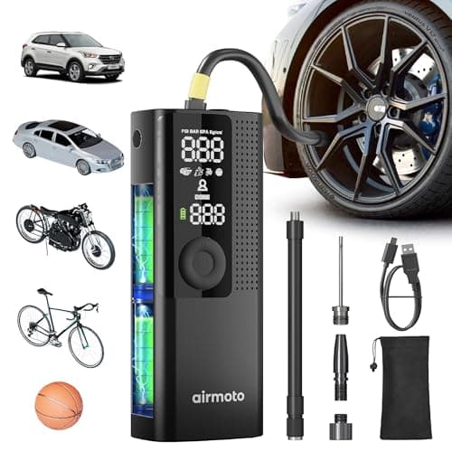 Airmoto Tire Inflator Portable Air Compressor for Cars, Bikes and Bicycles