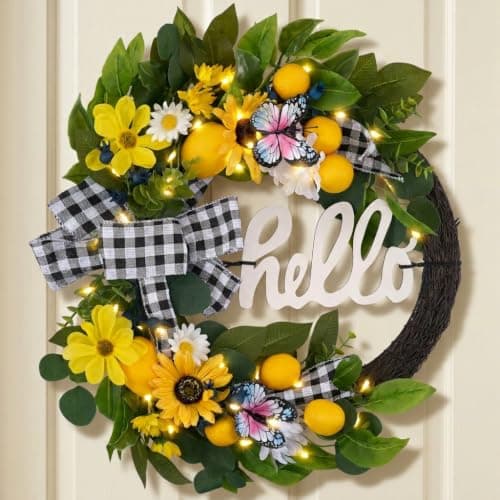 Valery Madelyn 24'' Artificial Lemon Summer Wreath for Front Door