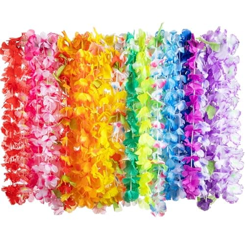 JOYIN Toy 36 Counts Hawaiian Leis Bulk, Tropical Flower Lei Hawaiian Lei Beach Hawaii Luau Party Favor Decoration Packs Party Supplies(3 Dozen)