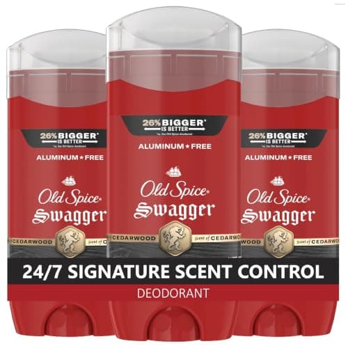 Old Spice Aluminum Free Deodorant for Men, 24/7 Protection to Eliminate Odors, 24/7 Freshness & Lasting Scent, Swagger with Lime & Cedarwood Scent, 3.8 oz (Pack of 3)