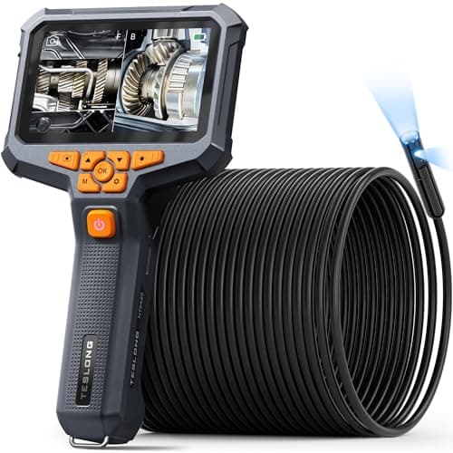 Teslong 50FT Sewer Camera, Dual Lens Borescope with Light, 4.3" HD Drain Plumbing Endoscope Inspection Camera, Home Waterproof Flexible in Wall Cam Pipe Tools, Snake Scope for Air Duct HVAC