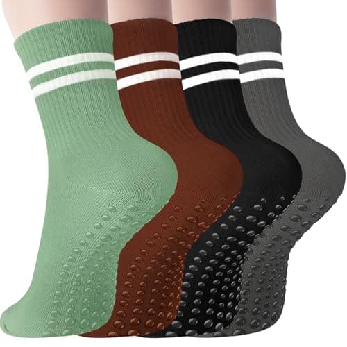 SWturK Pilates Socks with Grips for Women Long Non-Slip Yoga Grippy Socks for Barre, Ballet, Dance & Hospital, Anti-Skid Workou