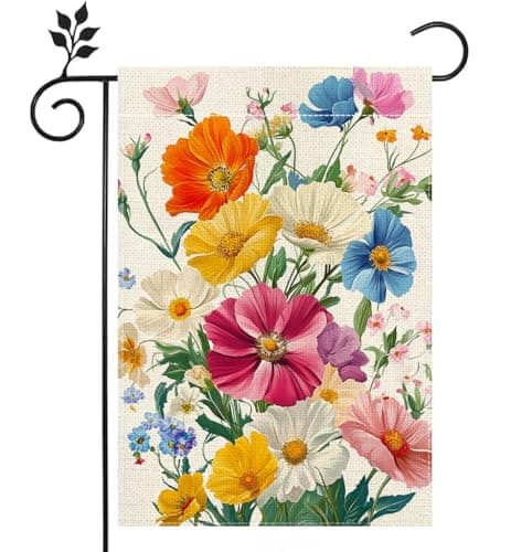 Floral Garden Flag 12x18 Double Sided, Spring Summer Welcome Yard Decor, Rustic Farmhouse Outdoor Flag for Lawn Patio Porch
