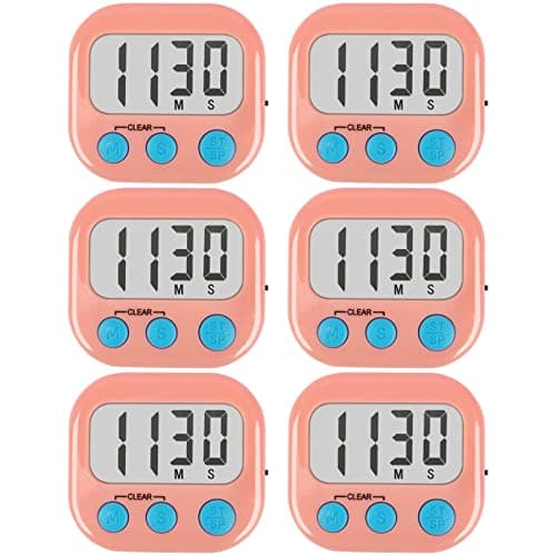 AOUCE Digital Kitchen Timers for Cooking, Timer for Kids 6 Pack Pink