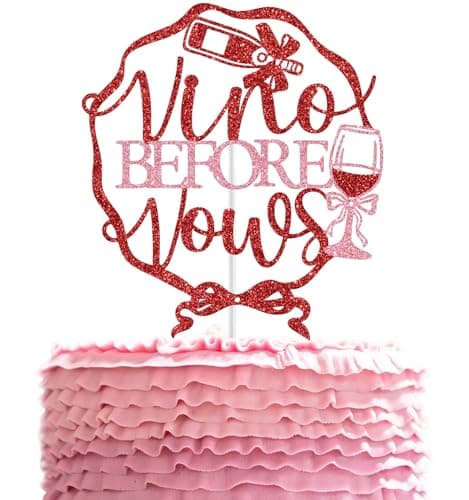 Vino Before Vows Cake Topper, Wine Theme Bridal Shower Cake Decoration