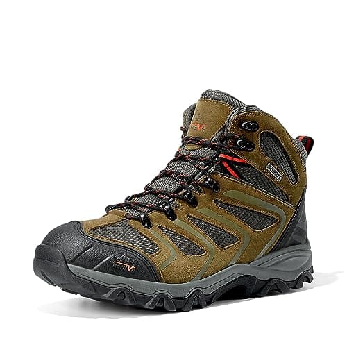 NORTIV 8 Men's Ankle High Waterproof Hiking Boots Outdoor Lightweight Shoes Trekking Trails Armadillo,Size 6.5,Olive-Suede,160448_M