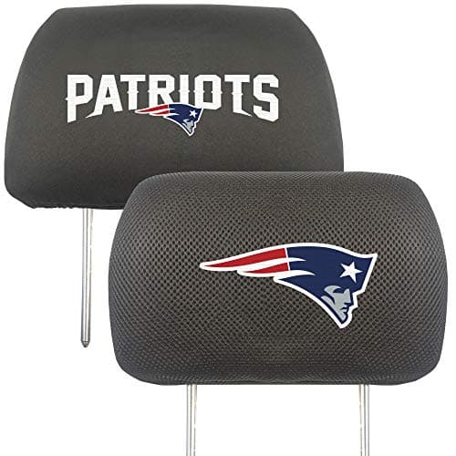 FANMATS 12506 New England Patriots Embroidered Head Rest Cover Set - 2 Pieces