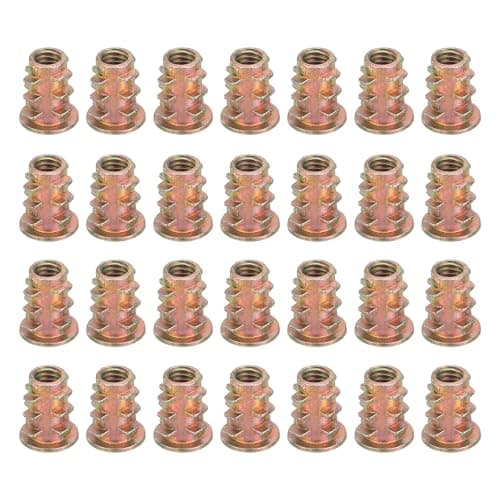 MECCANIXITY 28 Pcs Threaded Inserts for Wood, Zinc Alloy M4 Thread Inserts Nuts Hex Socket Drive Screw 10mm Length for Furniture, Cabinet, Tables and Chairs