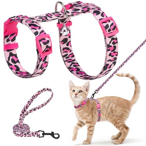 BEAUTYZOO Cat Harness and Leash Set, Escape Proof for Walking Travel, Pink