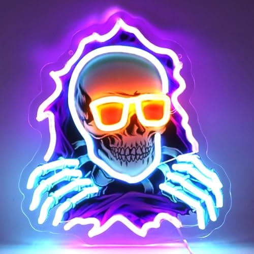 Skull Hole Neon Sign For Room Wall Decor, Colorful UV Printed Neon Light, LED Artwork for Bar, Bedroom, Game Room, Party Decoration Holiday Birthday Gifts