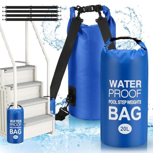 Goovilla Pool Ladder Weights Universal | 2 Pack 20L 500D PVC Waterproof Tear-Resistance Sand Bags for Above Ground Pools Steps | Easy to Fill and Seal with Strong Handle and 4 Straps (Dark Blue)
