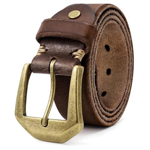 OZNDAS Genuine Leather Belt for Men Women Handmade Heavy-Duty Work Belt Leather Men's Belts | Jeans/Casual/Christmas Gifts