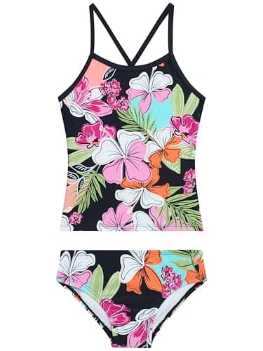 Kanu Surf Girls' Melanie Banded Tankini, Andrea Banded Black, 10