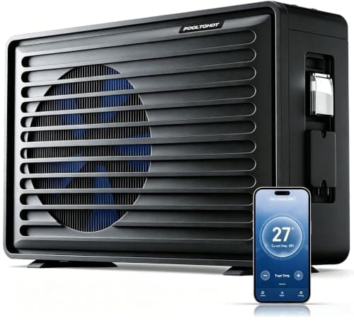 POOLTOHOT Pool Heater for Inground Pools and Above Ground Pool, 40000 BTU Electric Pool Heater Build-in Advanced Compressor from Japan for Heating and Cooling, Pool Heat Pump with Smart WiFi Control