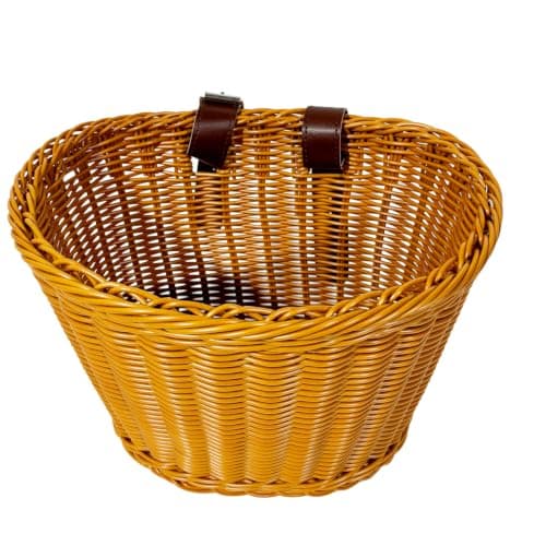 Adjustable Woven Bike Basket Front Cargo for Adults, Fits for Most Bikes, Stationary Bicycle, Ebike, Road Bike,Beach Cruiser, Brown 11.5 * 8.7 * 8IN (Large)