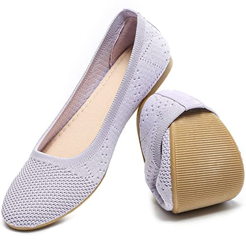 Comfortable Round Toe Flats Shoes Women, Slip On Ballet Flats for Women, Casual Women's Flats for Walking(Purple, US8)