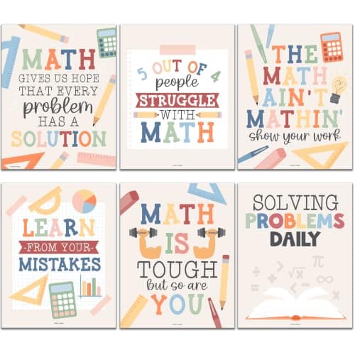 6 Math Posters - Motivational Math Posters for Elementary & Middle School