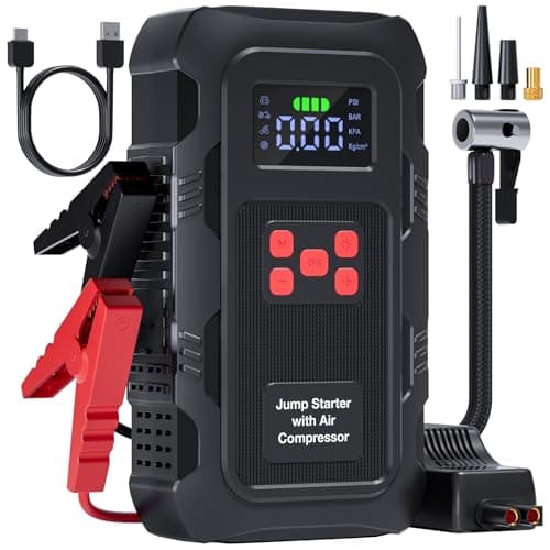 HPBS 5000A Jump Starter with Air Compressor, Portable Car Battery Jump Starter with 150 PSI Tire Inflator for Up to 10.0L Gas and 8.0L Diesel Engines, 12V Jump Box Battery Charger Booster(Red)