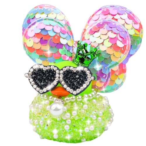 MuMyer Diamond Rubber Duck Car Ornaments, Colorful Sparkly Rhinestone Rubber Duck Car Dashboard Decorations with Shining Wings and Pearl Necklace for Car Home Office Desk Party Decoration Gift