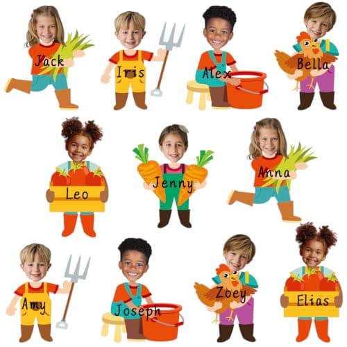 60 Pcs Farmer Paper Cutouts Farm Animals Classroom Bulletin Board Decoration Farmer DIY Photo Craft Farm Theme Decorations for Back to School Wall Door Window Party Supplies