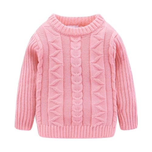 Mud Kingdom Warm Sweater for Toddler Girls Crewneck Lightweight Pink 3T
