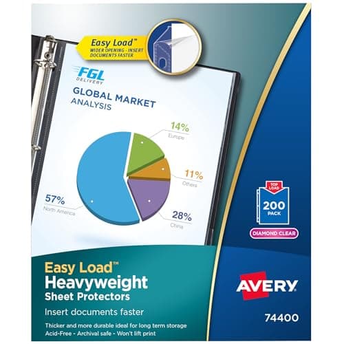 Avery Diamond Clear Heavyweight Sheet Protectors, Easy Load, 200 Document Protectors (74400)