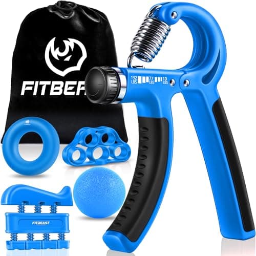 FitBeast Grip Strengthener Forearm Strengthener Hand Grips Strengthener Kit - 5 Pack Adjustable Resistance (Light Blue)