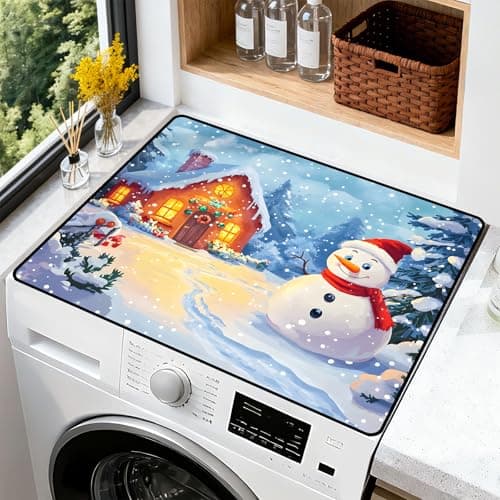 AOHMPT Non-Slip Washer & Dryer Top Cover Mat – Dust-Proof Protector Pad with Multiple Pattern Designs for Laundry Room & Kitchen Decor, Universal 23.6"x19.7"