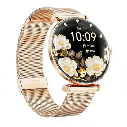 Hwagol Smart Watches for Women with Android iPhone Compatible[Calls/Metal Thin Body],1.43" Micro-Spherical AMOLED Screen,Sports Watch with Sleep/Heart Rate Monitor,Pedometer for Steps Miles
