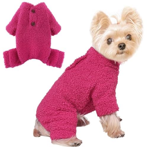 Dog Sweaters for Small Dogs Winter Dog Pajamas Sized Dogs Boy Girl Fleece Pet Clothes Puppy Outfit 4 Legs Jumpsuits for Chihuahua Yorkie Cat Apparel (Rose, X-Small)