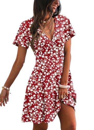 RUMIA Dresses for Women 2026 Elegant Classy Red Summer Wedding Guest Dress Mom Outfits Party Clothes Red Floral L