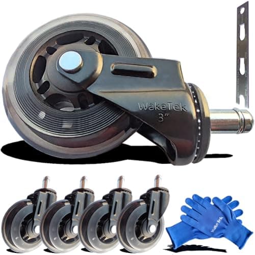 WakeTek Premium Office Chair Wheel Set with Removal Tool. Flexible&Durable.