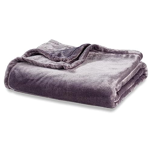 Berkshire Blanket Classic VelvetLoft® Solid Bed Blanket Twin Size, Lightweight Soft Fuzzy Plush Blanket for Bed and Couch, Grey Heron, 60x92 Inches