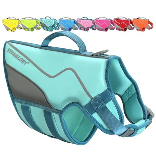 VIVAGLORY Dog Life Vest Neoprene Dog Swim Vest, XS, Cyan