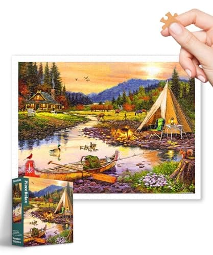 PieceRelax Plastic Jigsaw Puzzles for Adults 1200 Pieces - The Macneil Studio - Golden Haven Camp Most Satisfying Table Games and Gifts No Puzzle Mat Required [H3665]
