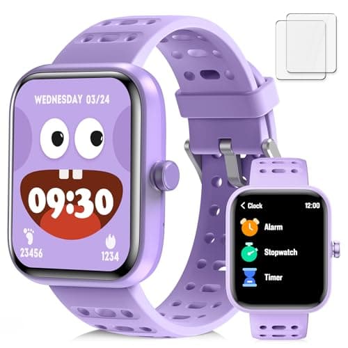 ENOMIR Kids Smart Watch for Boys Girls, Kids Watch with Health Monitor, Activities Track & Pedometer, Long-Lasting Digital Watches with Caring Reminders & Puzzle Games, Gifts for Child Teen-Purple