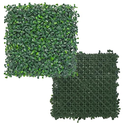 BCBLF 10x10Inch 12Pcs Grass Wall Panels, UV-Anti Boxwood Greenery Hedge, Odorless Artificial Fake Grass Backdrop Indoor Outdoor Privacy, Birthday Wedding Decor, 8.3 SQ FT, Milan
