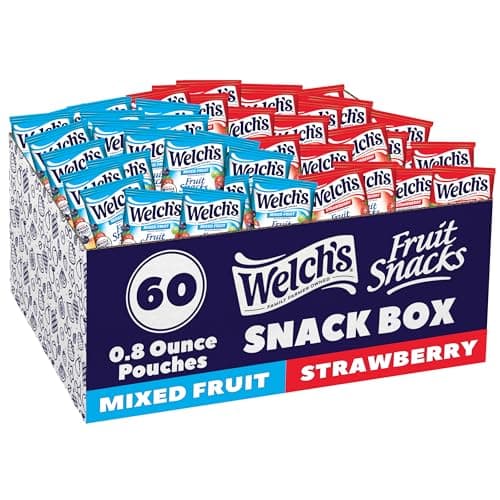 Welch's Fruit Snacks, Mixed Fruit & Strawberry, 0.8 oz, 60 Ct