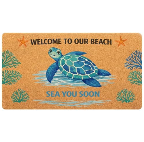 Uilatyu Welcome to Our Beach Sea Turtle Doormat